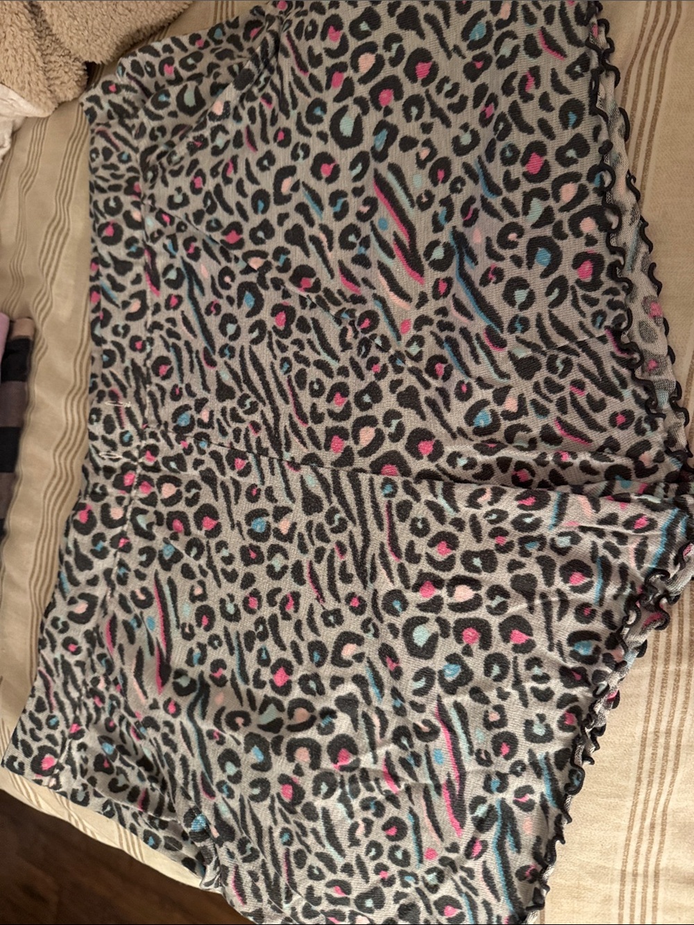 Secret Treasures Gray Leopard Print Shorts with Pink & Teal Spots